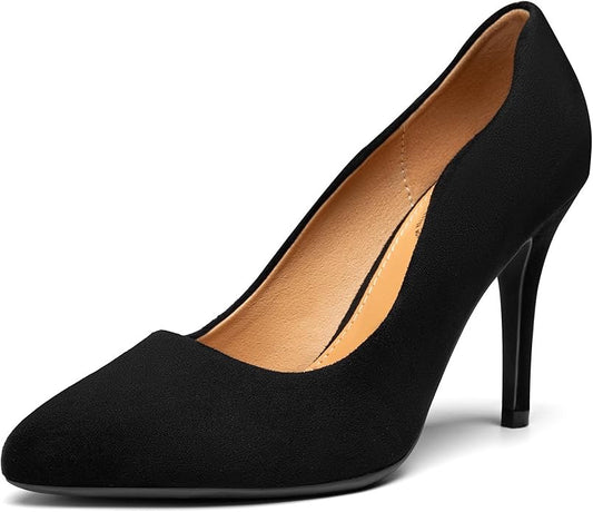 Trary - Zapatos de tacón alto para mujer, con punta cerrada, estilo clásico, sexy, de 3.5 pulgadas, para boda, trabajo, fiesta, zapatos de tacón