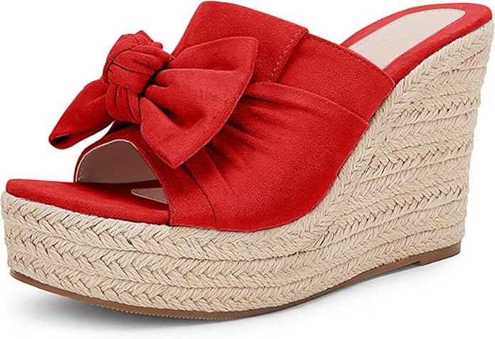 PiePieBuy Alpargatas de plataforma para mujer Sandalias de cuña sin cordones Pajarita Zapatos deslizantes con punta abierta