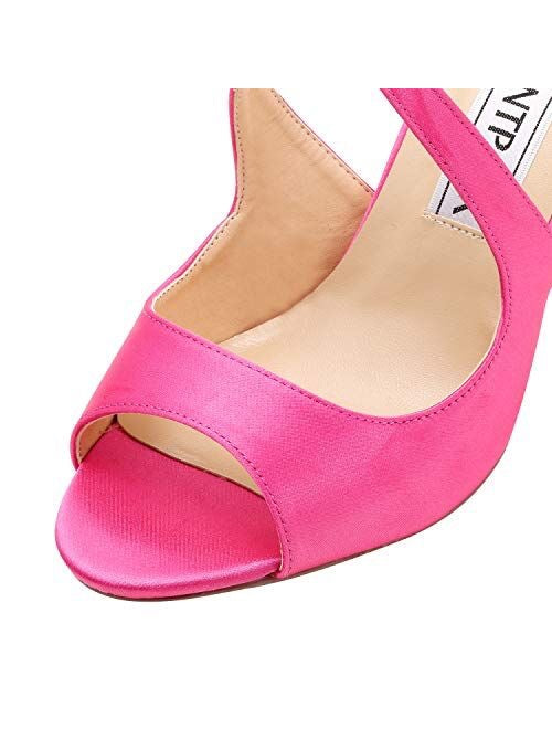 ELEGANTPARK Sandalias para mujer Peep Toe Tacones altos con tiras cruzadas